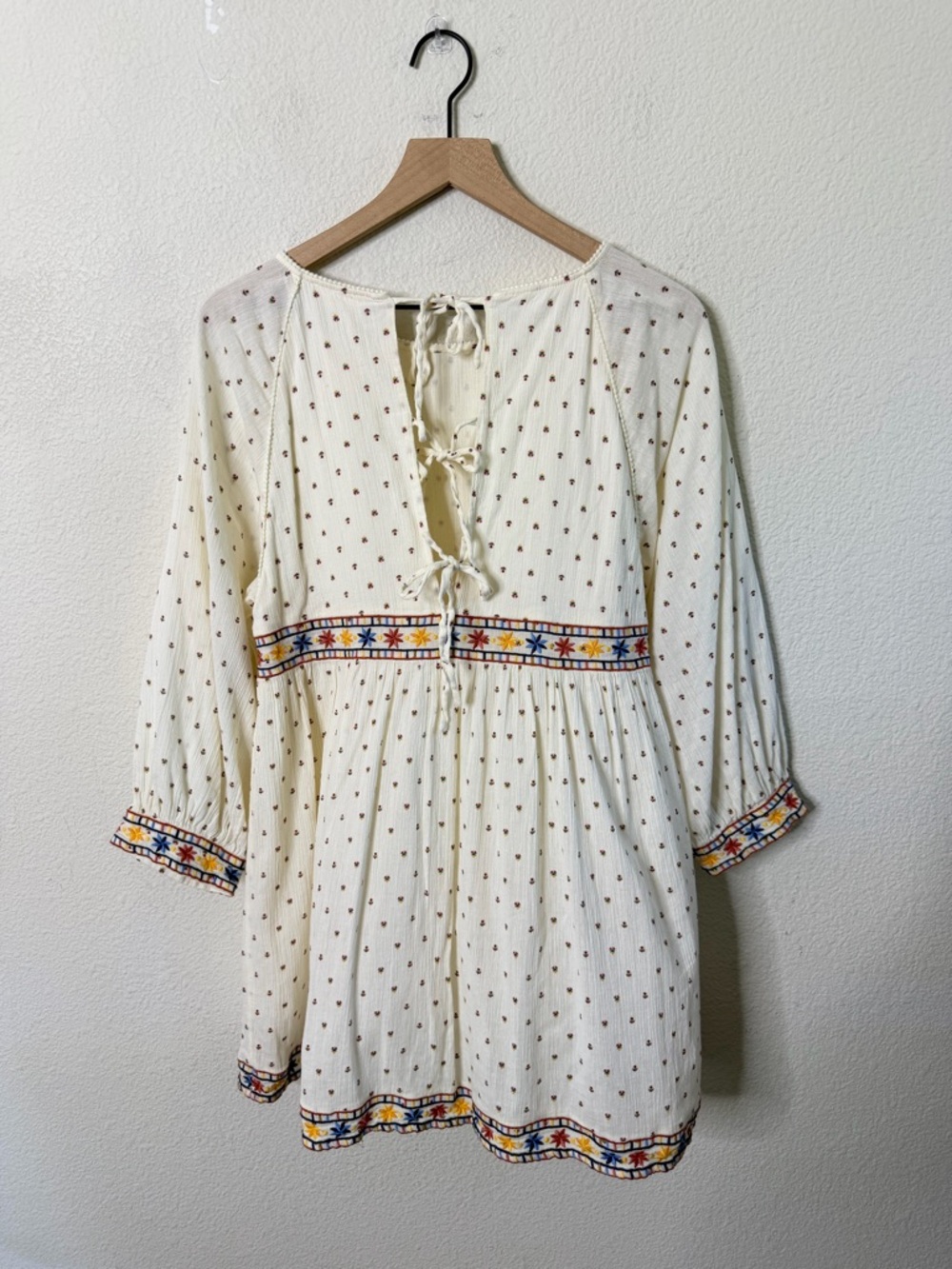 Sezane Grace Dress Embroidered Babydoll Tie Back Womens Size 34 / US XS - Picture 7 of 9